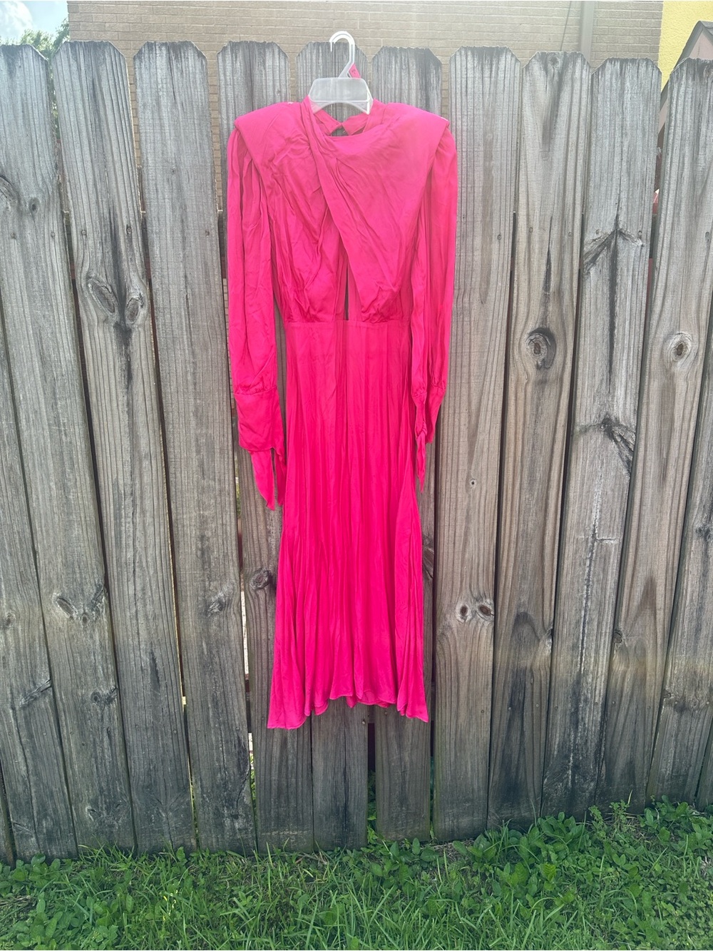 Farm Rio satin pink maxi dress.